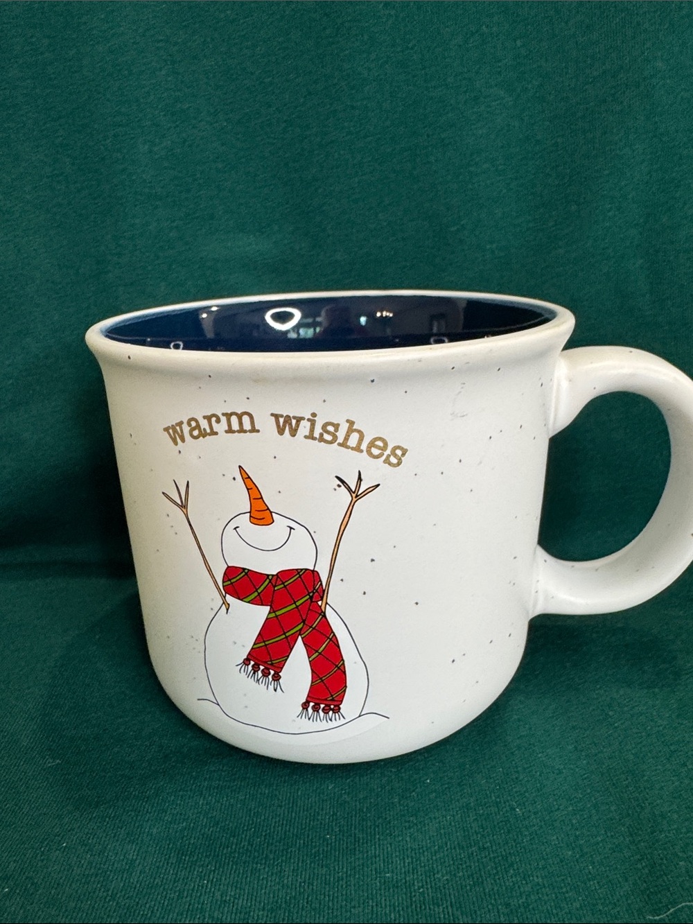 Warm Wishes Snowman Ceramic Mug - White with Red Plaid Scarf